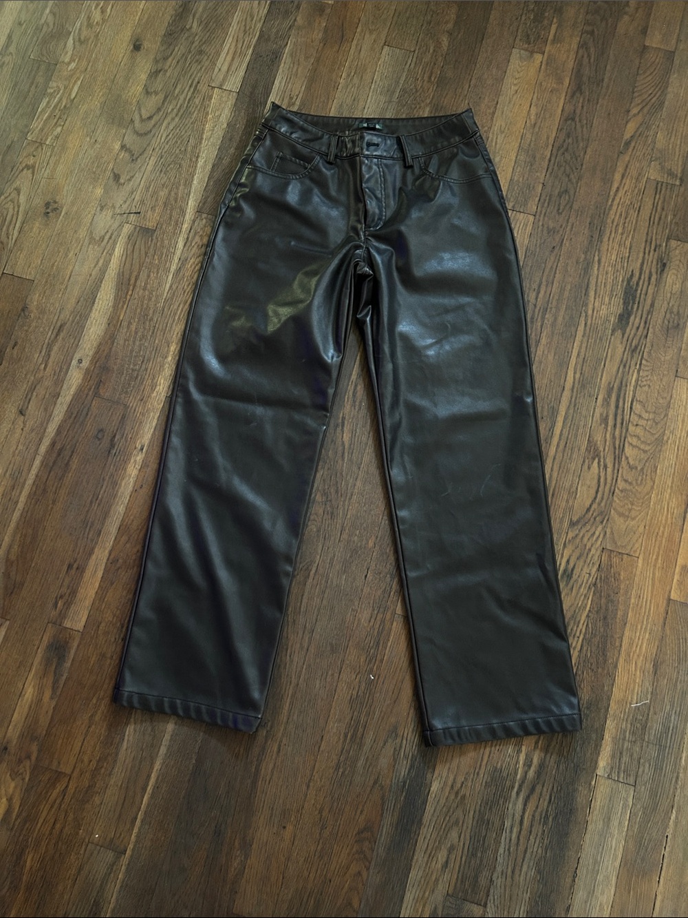 wild fable Black Faux Leather Wide-Leg Pants
